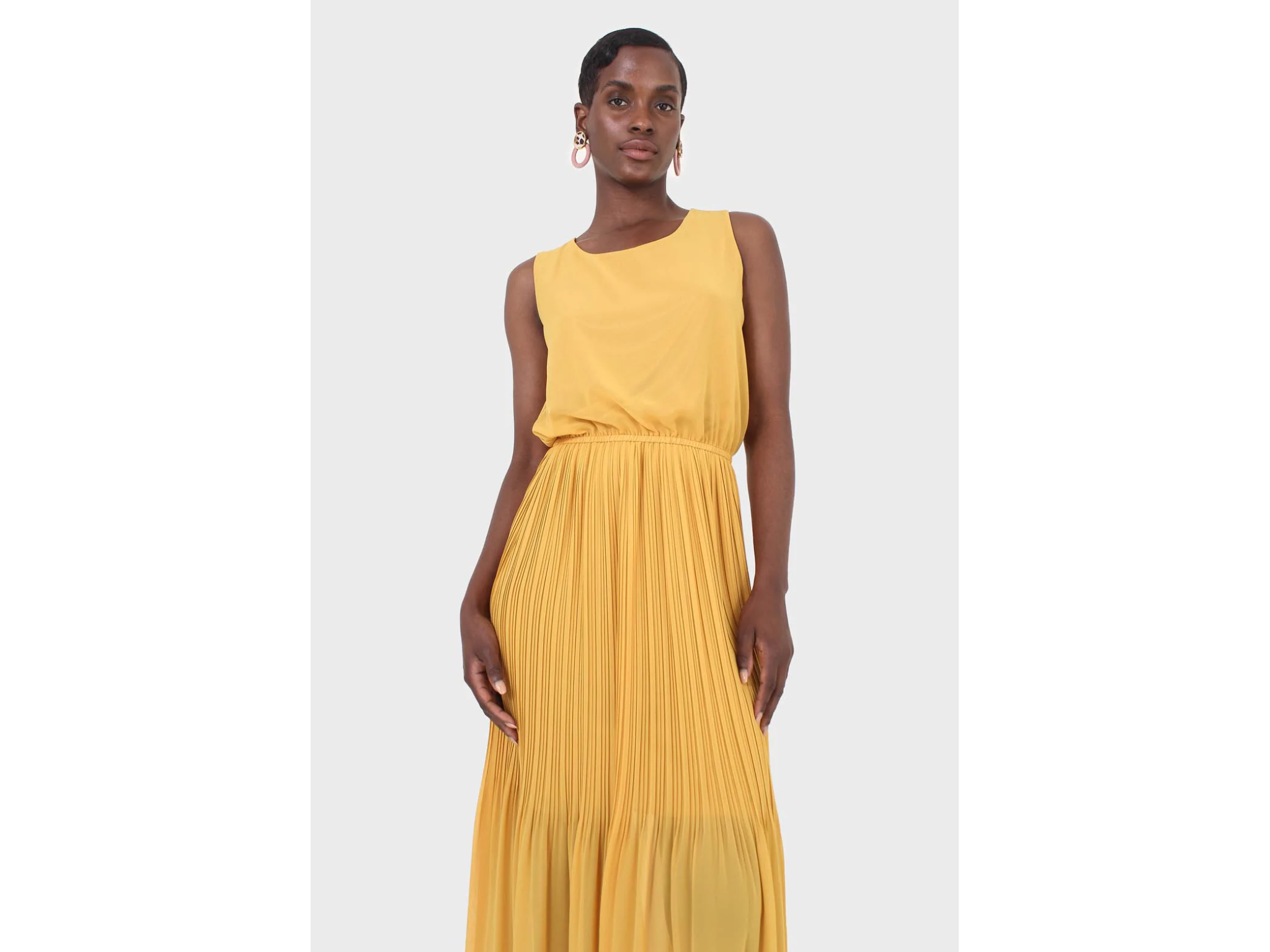 Pleated dress clearance yellow